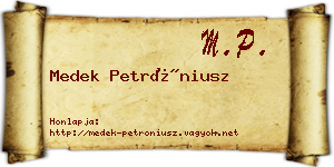 Medek Petróniusz névjegykártya